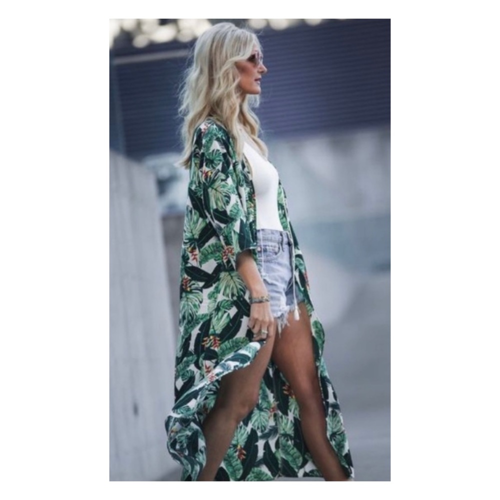 Rachel Zoe tropical print kimono